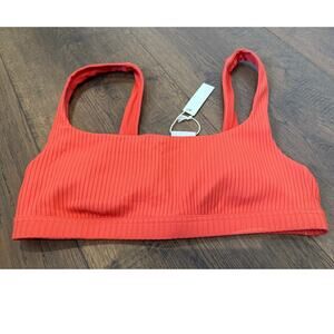 Madewell Leah Ribbed Square Neck Bikini Top Coastal Orange Sz XXS NWT